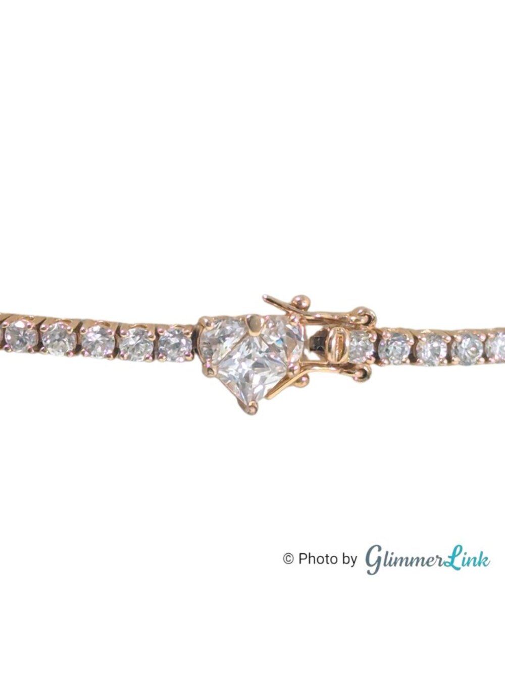 Ross Simons Heart Clasp CZ Tennis Bracelet Gold Plated Sterling 7" - Picture 2 of 14